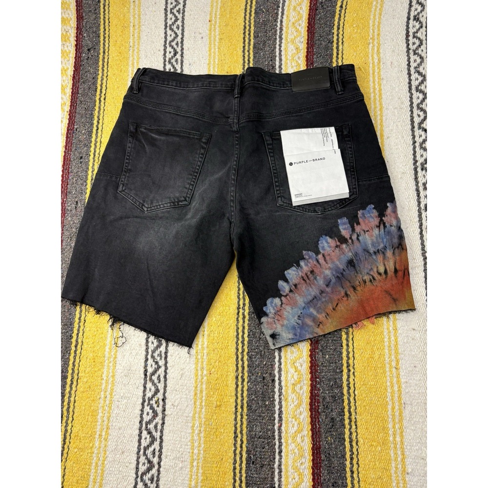 Purple Brand P020 Black Wash Paint Denim Shorts - Size 36